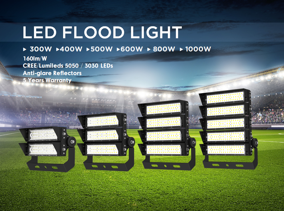 Outdoor Dimmable Stadium Light Sports Arena IP66 300 400 500 600 700 800 watt LED Reflector Flood Light 300w 400w 480w 500w 600w