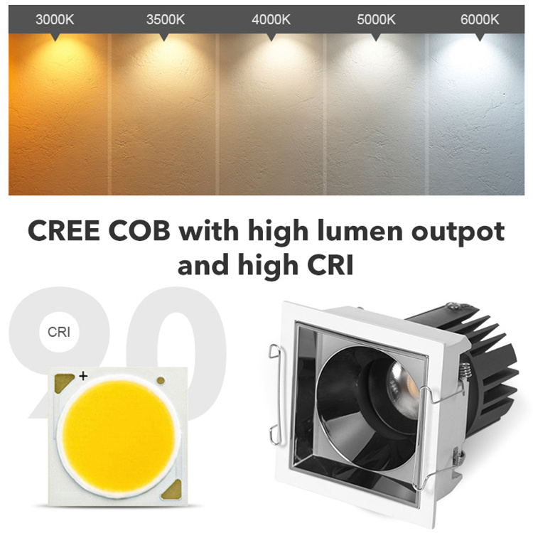 Hot Sale Easy To Install High Lumen High CRI Anti Glare Die-cast Aluminum Alloy Housing LED Spotlight