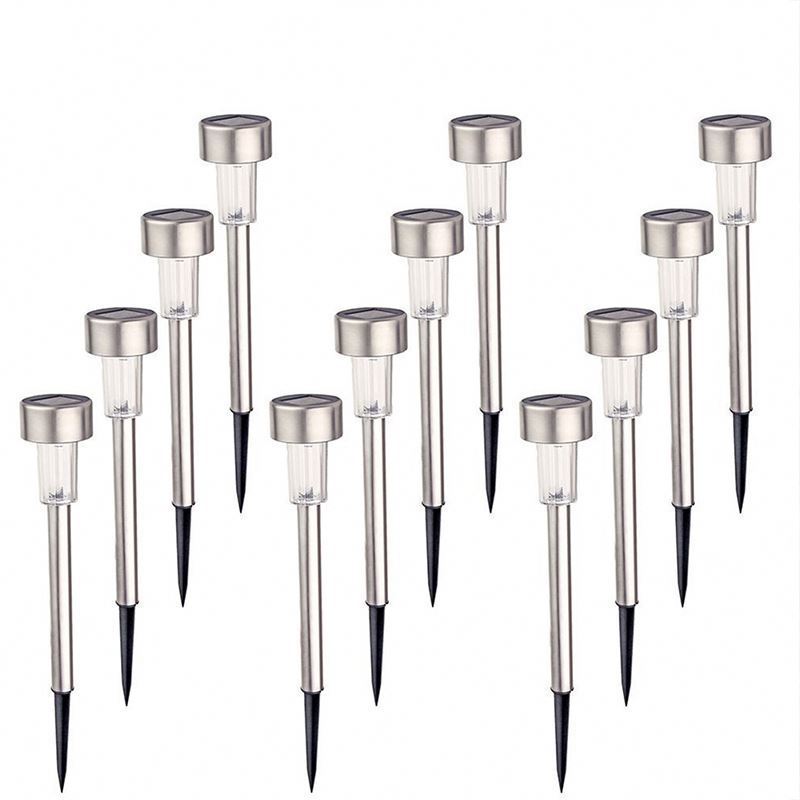 All In One Stainless Steel Pole Decoration Waterproof Outdoor Pathway Stick LED Solar Power Garden Light With On Off Switch