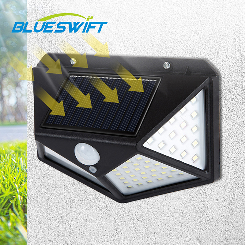 New Outdoor Waterproof 100 LED Solar Panel Power Motion Sensor Wall Lamp Landscape Solar Garden Lights