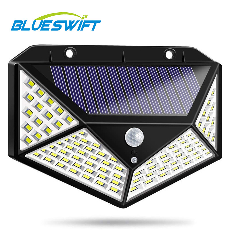 New Outdoor Waterproof 100 LED Solar Panel Power Motion Sensor Wall Lamp Landscape Solar Garden Lights