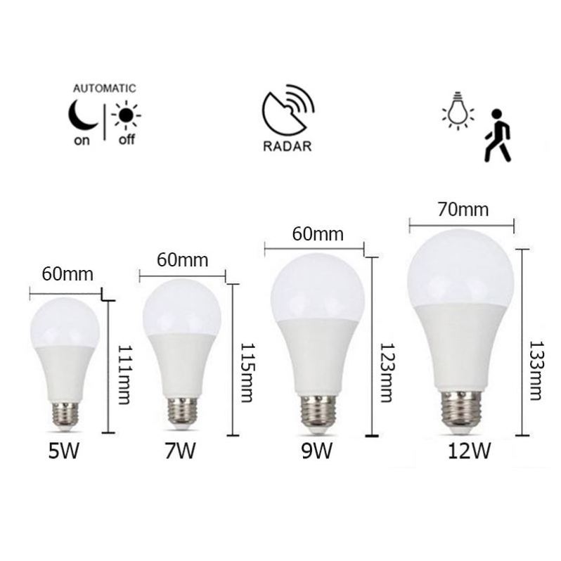 well designed Radar sensor AC85-265V 5w 12w Led Light Bulb