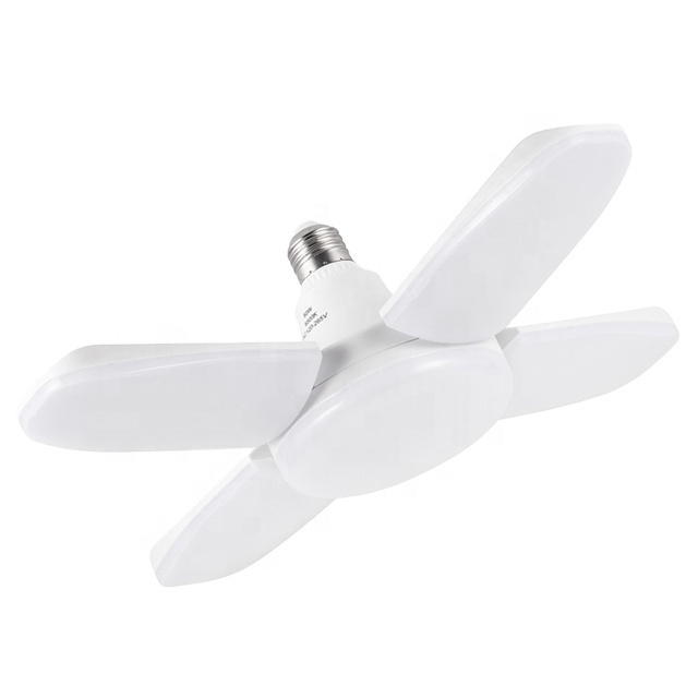 AC 85-265V Super Bright Ceiling Adjustable Four Leaf Deformable E27 Fan Blade Energy Saving Ceiling Fan Led Bulb Lighting