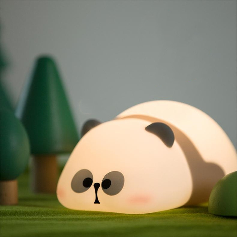 Creative Gift Cartoon Panda Night Light for Kids LED Portable Baby Nursery Lamp USB Rechargeable Touch Cute Silicone Panda Lamp