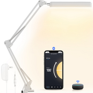 2022 New Design Plug in Swing Arm LED Desk Lamp with Clamp Dimmable Reading Light Clip-on Table Lamp USB Desk Lamp For Computer