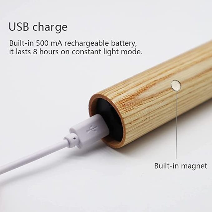 Wooden Portable Wireless Intelligent USB Charging Smart Home Wall Lamp LED Magnetic Auto PIR Stick Motion Sensor Night Light