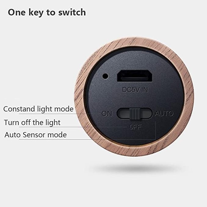 Wooden Portable Wireless Intelligent USB Charging Smart Home Wall Lamp LED Magnetic Auto PIR Stick Motion Sensor Night Light