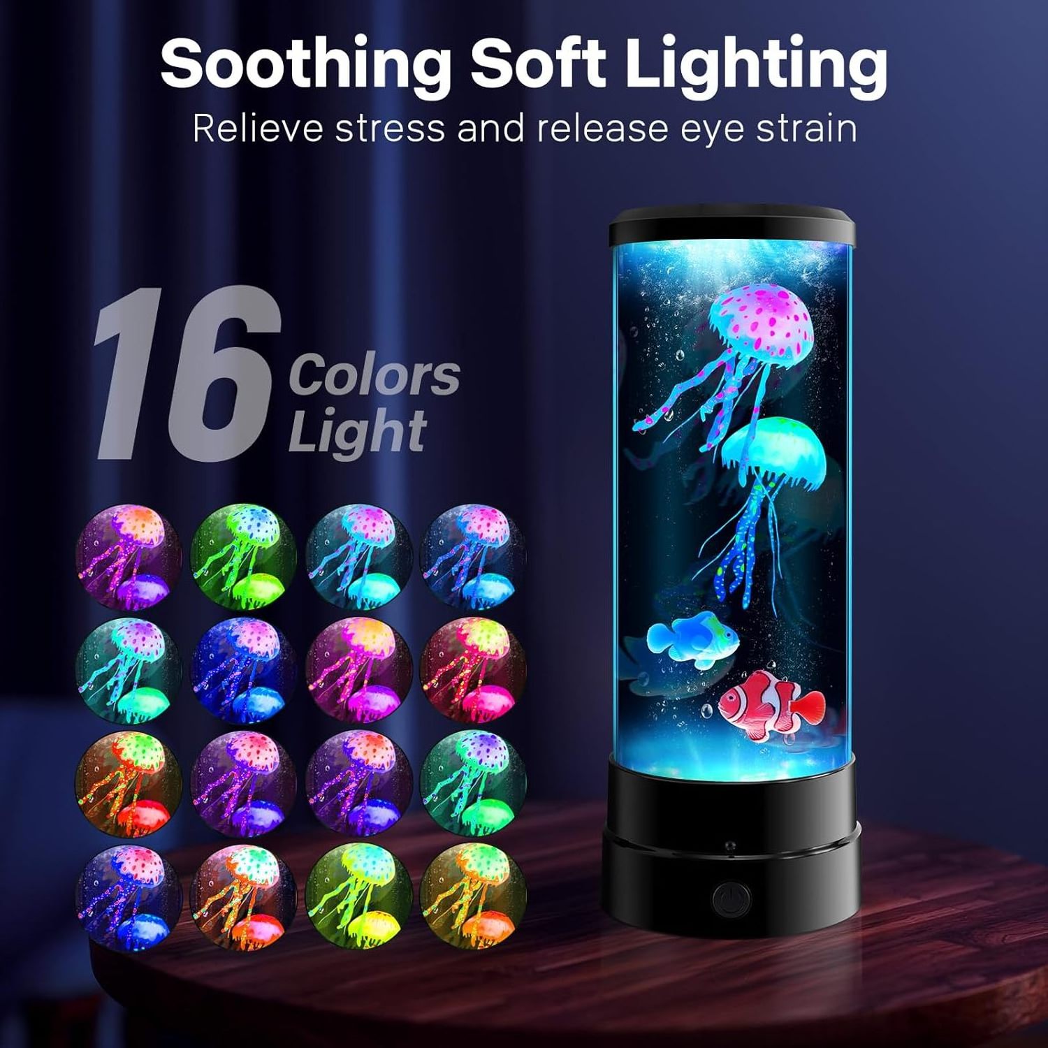 Hot Sale Electric Fantasy Jelly Fish Lamp Round with 16 Color Changing Relaxing Mood Light LED Jellyfish Aquarium Lava Lamp