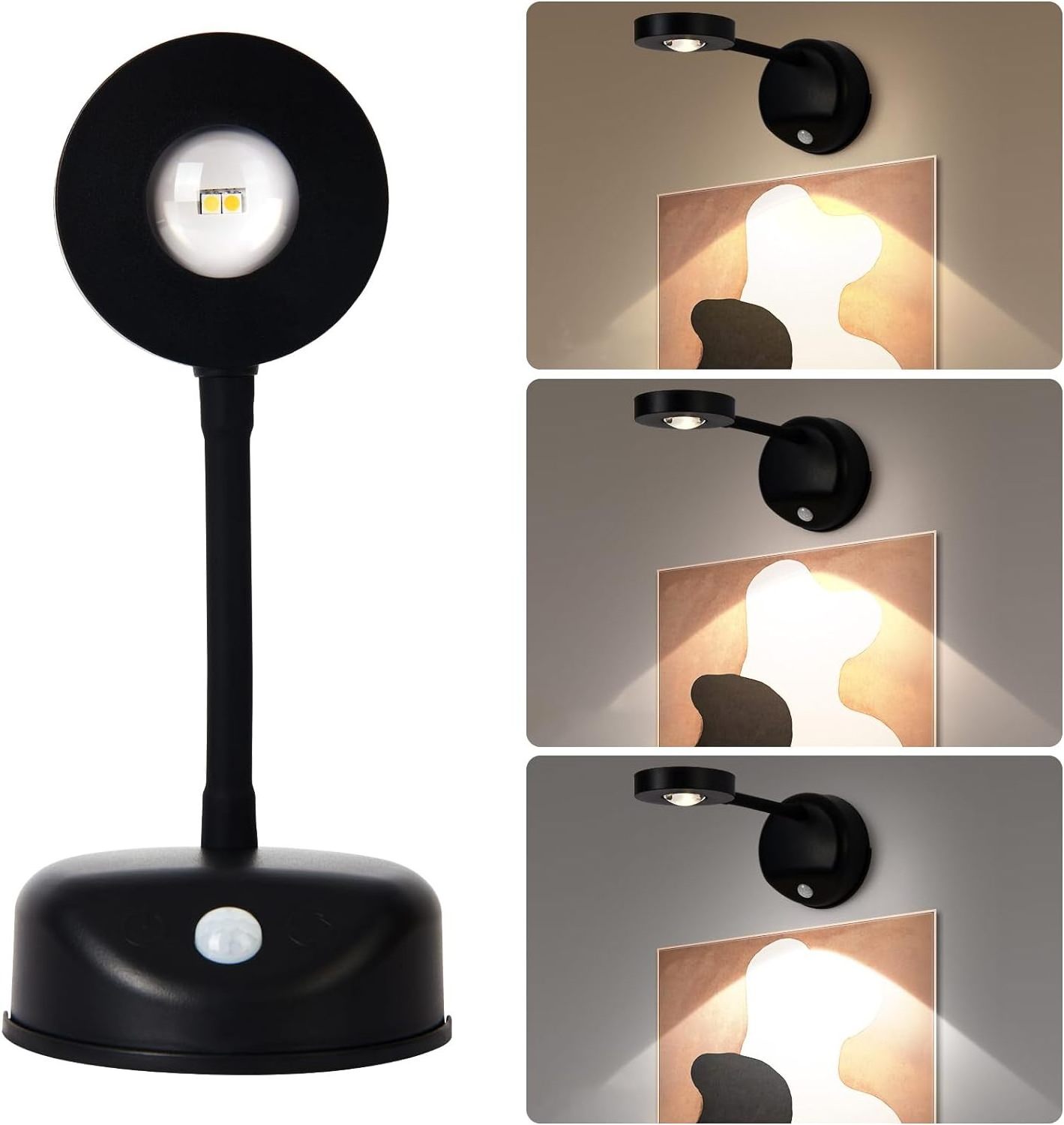 Hot Sale Dimmable Display Accent Art Lights for Paintings Rechargeable Mini Cordless Picture Light LED Motion Sensor Spotlight