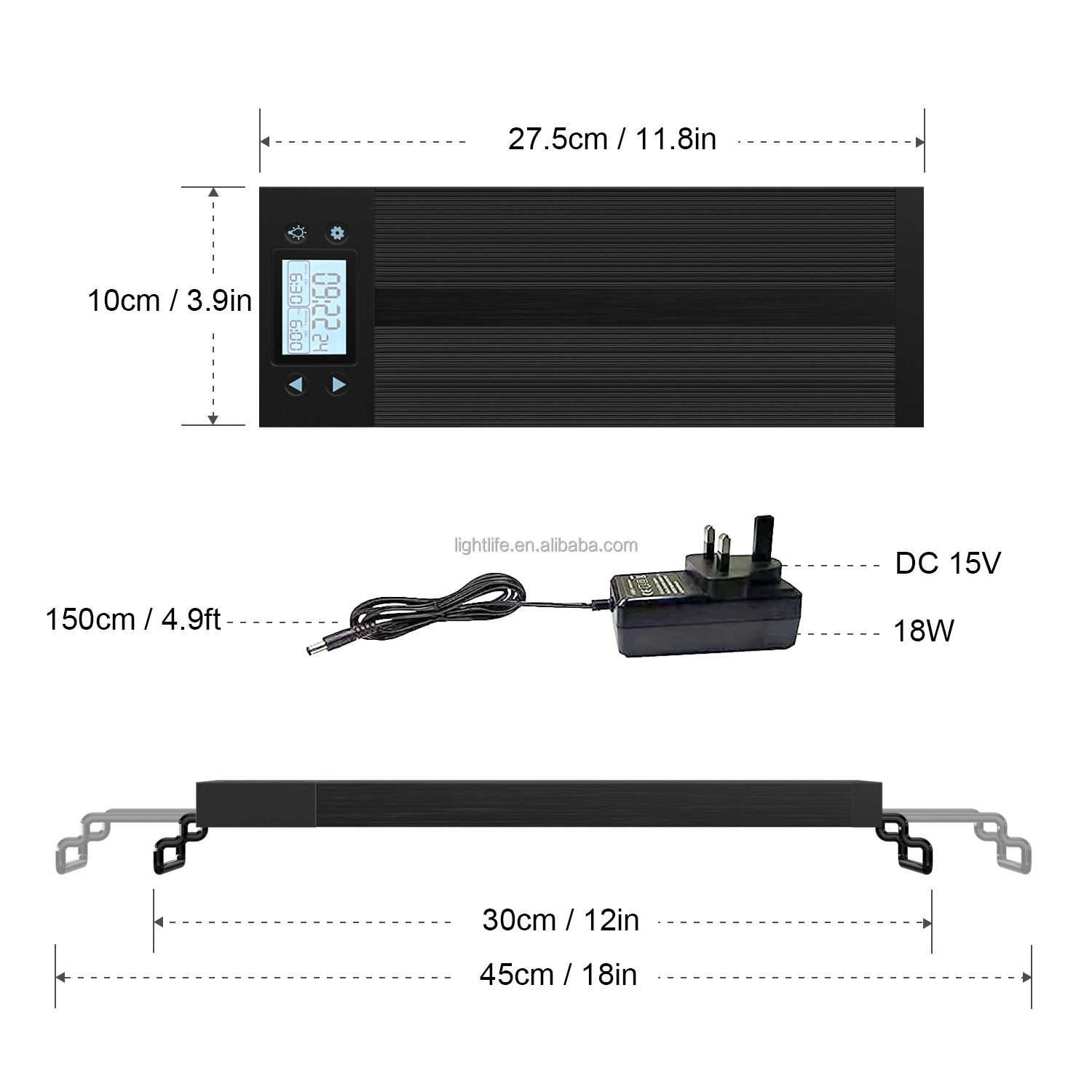 12 48 Inch 3 Feet Aluminum Full Spectrum Aquarium Fish Tank Plant Grow Lamp Clamp LED Lighting For Aquariums With Controller