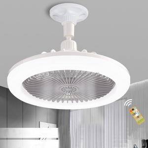 Modern Enclosed Ceiling Fan with Light and Remote Control Home Bathroom E27 LED Ceiling Lamp Fan Dimmable Mini Ceiling Fan Light