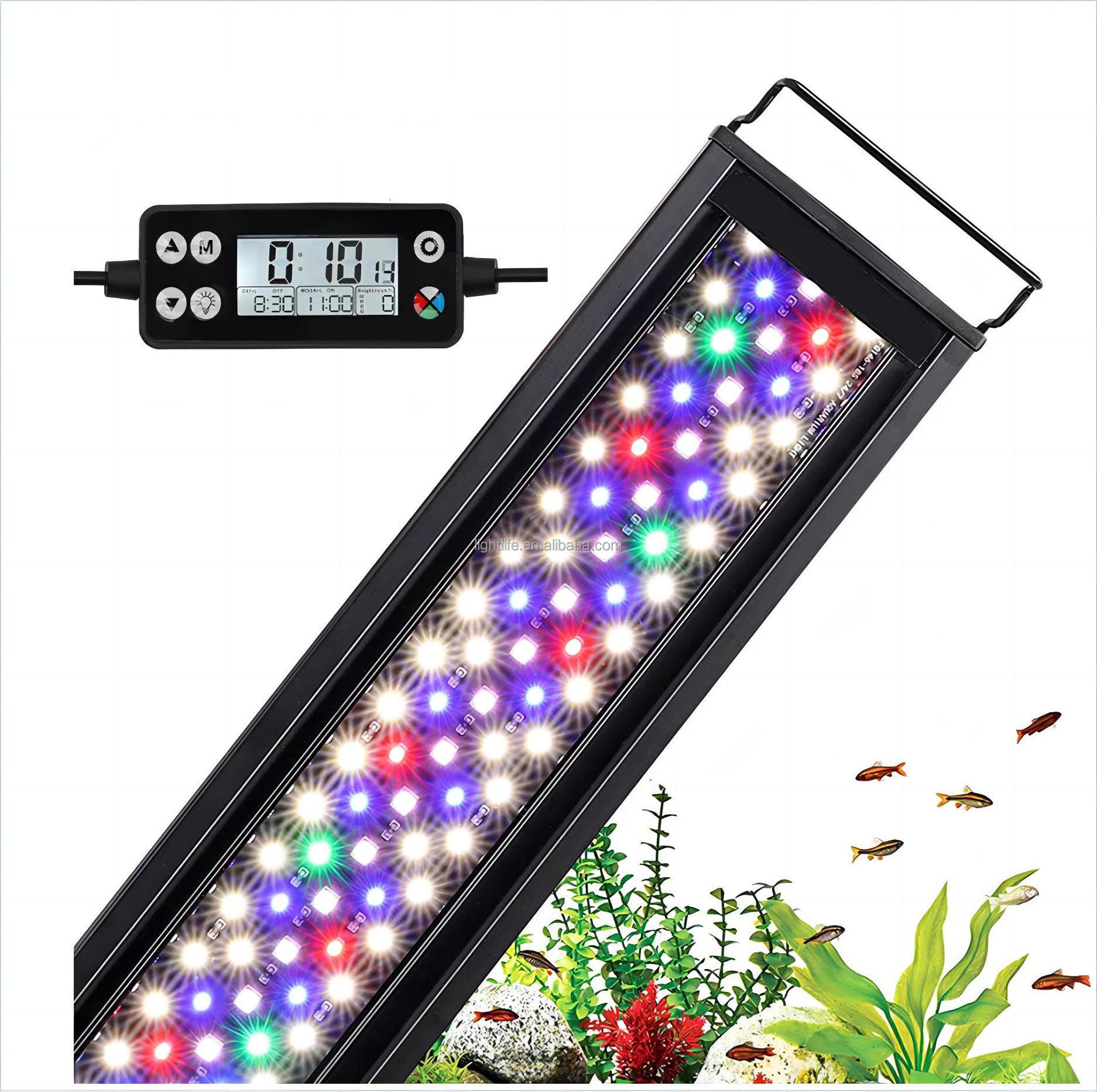 24/7 Cycle Waterproof Auto On Off LED Aquarium Light Full Spectrum Fish Tank Light For Freshwater Planted Tank with Lighting