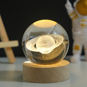 Newish Creative Gifts 3D Saturn Crystal Ball Lamp Transparent Removable Glow Crystal Ball Light LED Crystal Ball Night Light