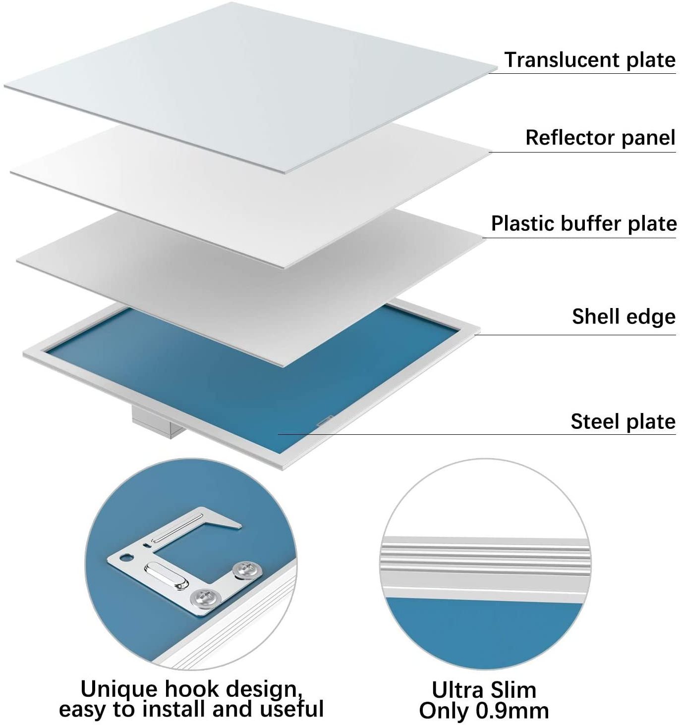 White Silver Frame 4x2 2x4 panel led indoor Suspended Ceiling Recessed LED Panel Light