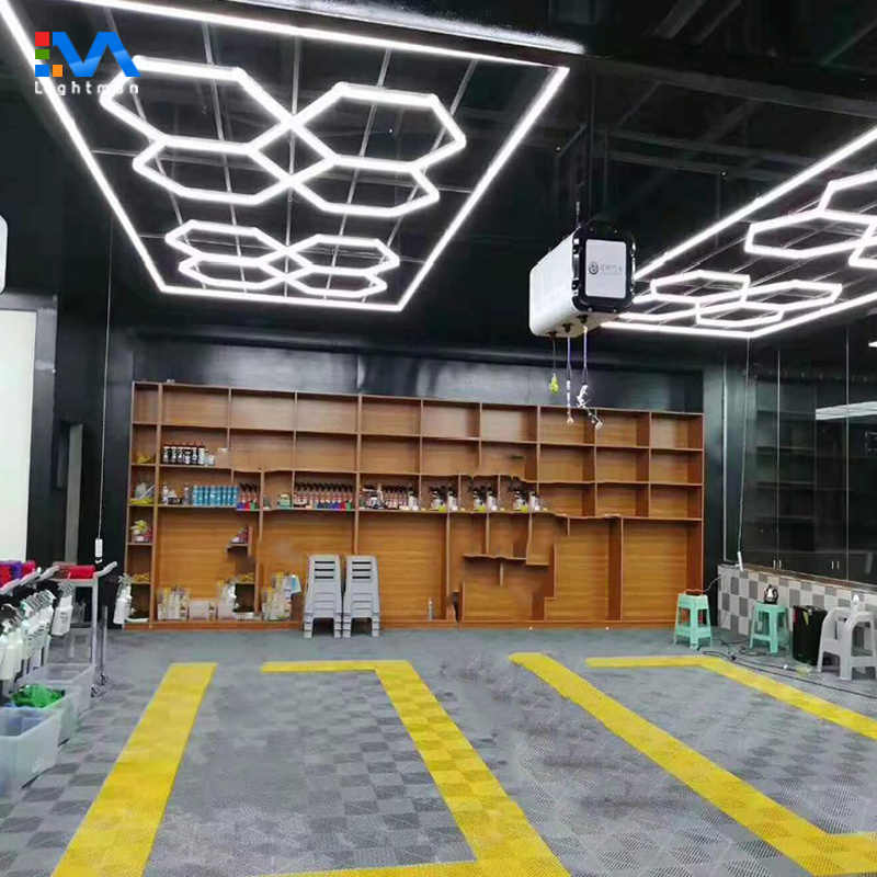 615w 639w Car Inspection Care Detailing Workshop Machine Equipment and Tools Cars Hexagon Led Work Ceiling Light