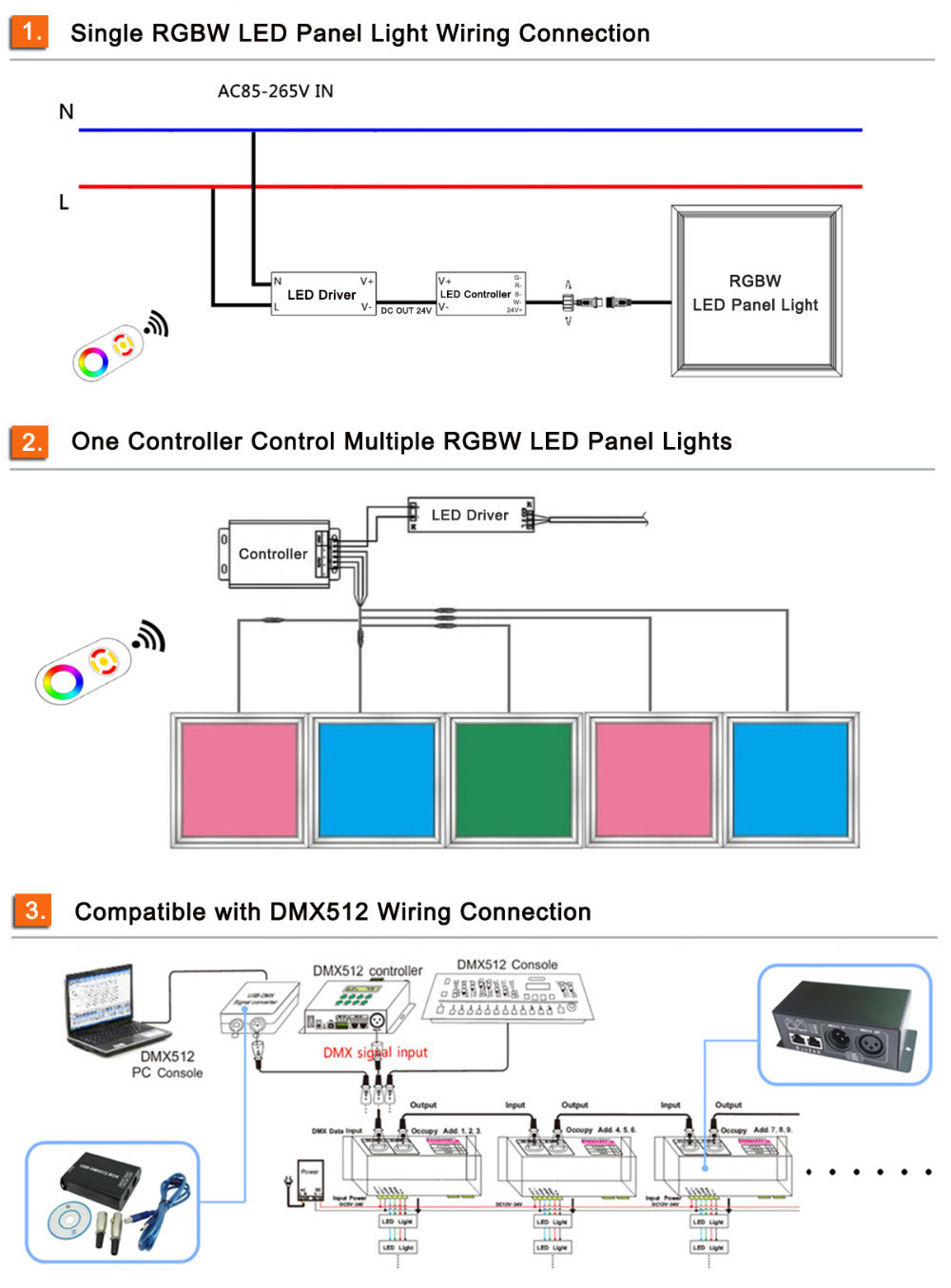 Wifi Dmx 54w 60x120 Zigbee Dimmable Lighting 1200x600 Rgb Rgbw Led Panel Light