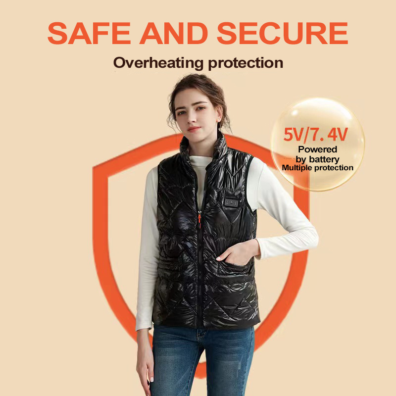 Electric heated vest one-size-fits-all 11 zones adjustable size zipper womens motorcycle bubble hunting wetsuit heated mens vest