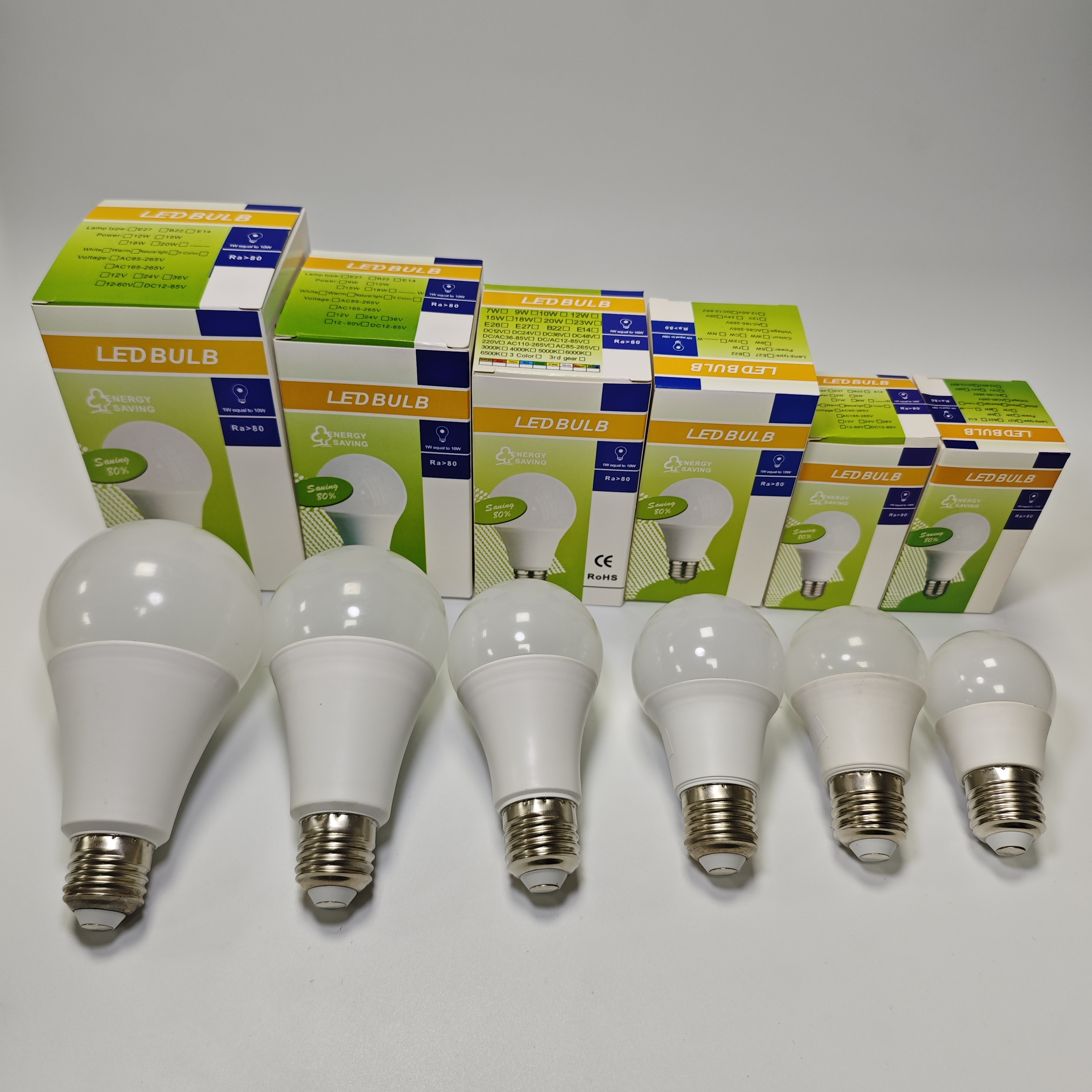 Led Lights Supplier Light Bulb E27 B22 Base 3W-25W Cold White 10000K Energy Saving Led A Bulb