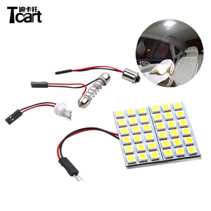 Tcart 12V DC 36SMD 5050 Panel Dome Map Interior Lamp White 3 Adapter Festoon T10 BA9S Car LED Light Bulb