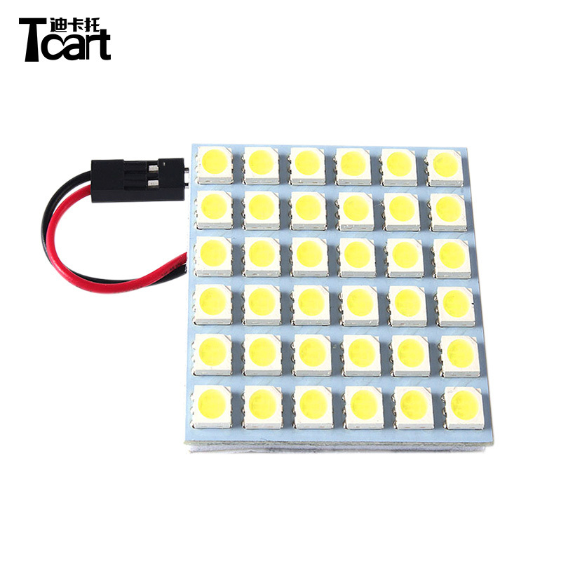 Tcart 12V DC 36SMD 5050 Panel Dome Map Interior Lamp White 3 Adapter Festoon T10 BA9S Car LED Light Bulb