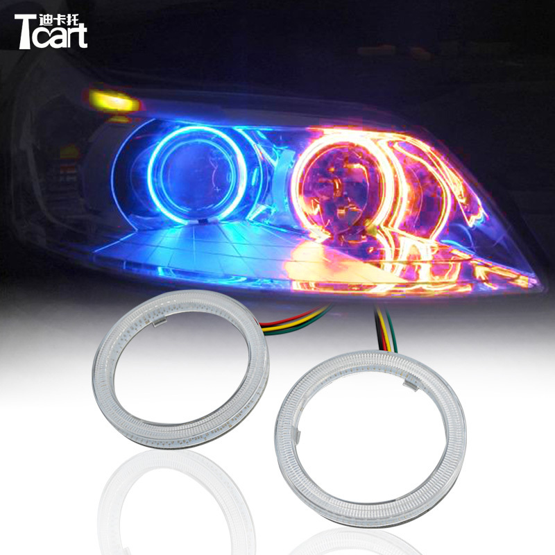 Tcart auto led headlight ring factory price universal led halo ring cob RGB 12v car led ring angel eyes light headlight