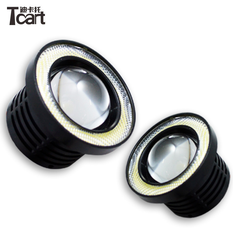 Universal 3.5 inch 65mm/75mm/90mm 30W Led COB Fog Lamp Car Auto Fog Angel eyes light with Lens DC12V-24V any car can use