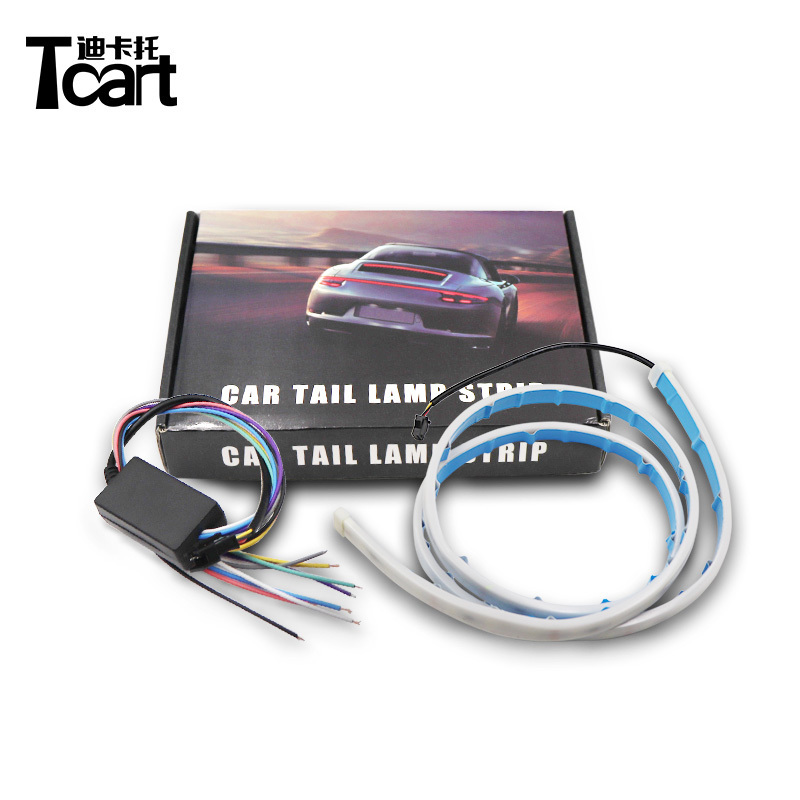 Tcart Auto signal Warning light strip accessory 12V 1.2 Meter 5050 Chip Multi Color Flowing Light Bar car LED  Strip Brake Lamp