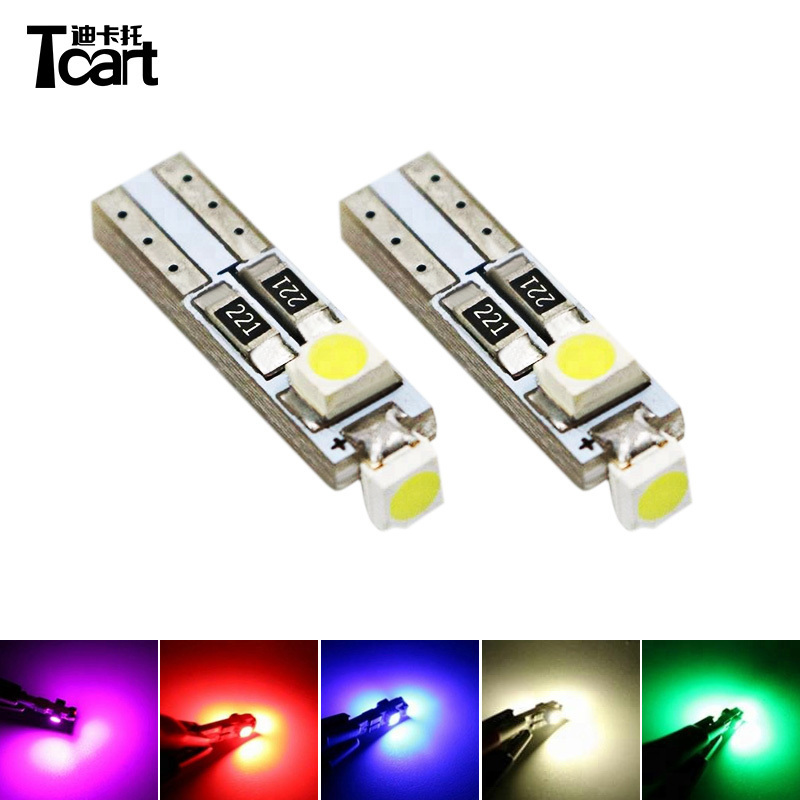 TCART auto lighting led bulb 12V 3528 3smd T5 car Lamp replacement for car dashboard canbus led non polarity