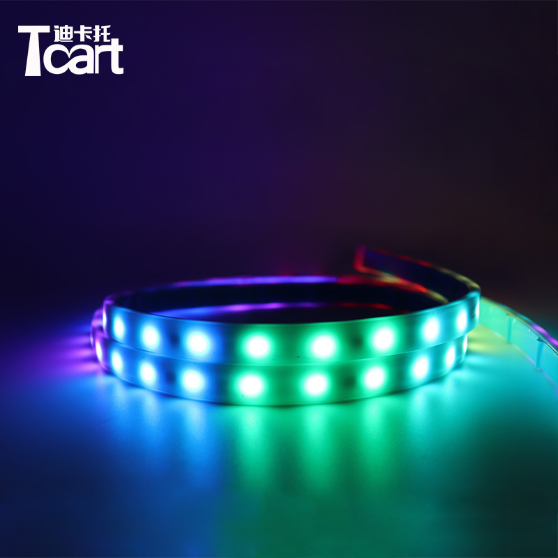 Tcart Auto signal Warning light strip accessory 12V 1.2 Meter 5050 Chip Multi Color Flowing Light Bar car LED  Strip Brake Lamp