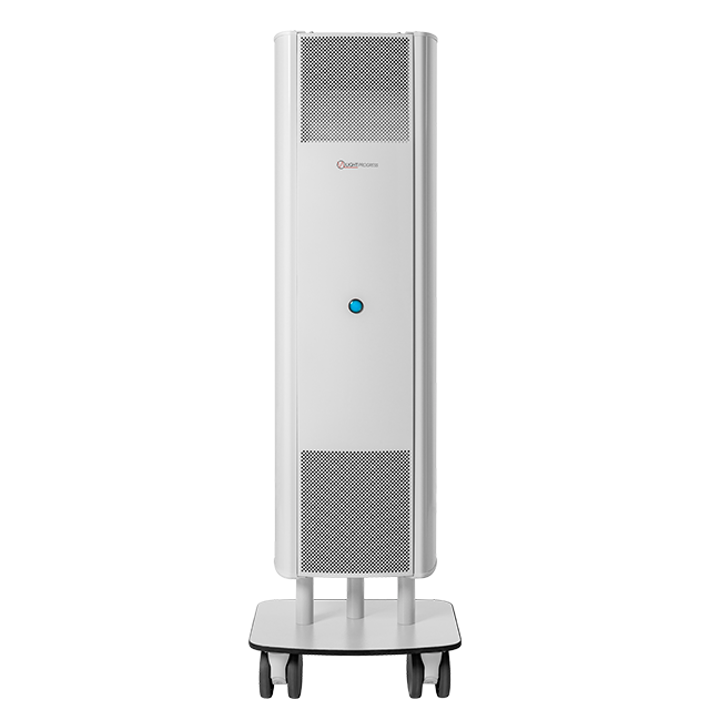 UV-C Air Purifier  with Fan on a wheeled stand made in ITALY air flow 150 cbm/h power 2x95W smell reduction filter hour counter