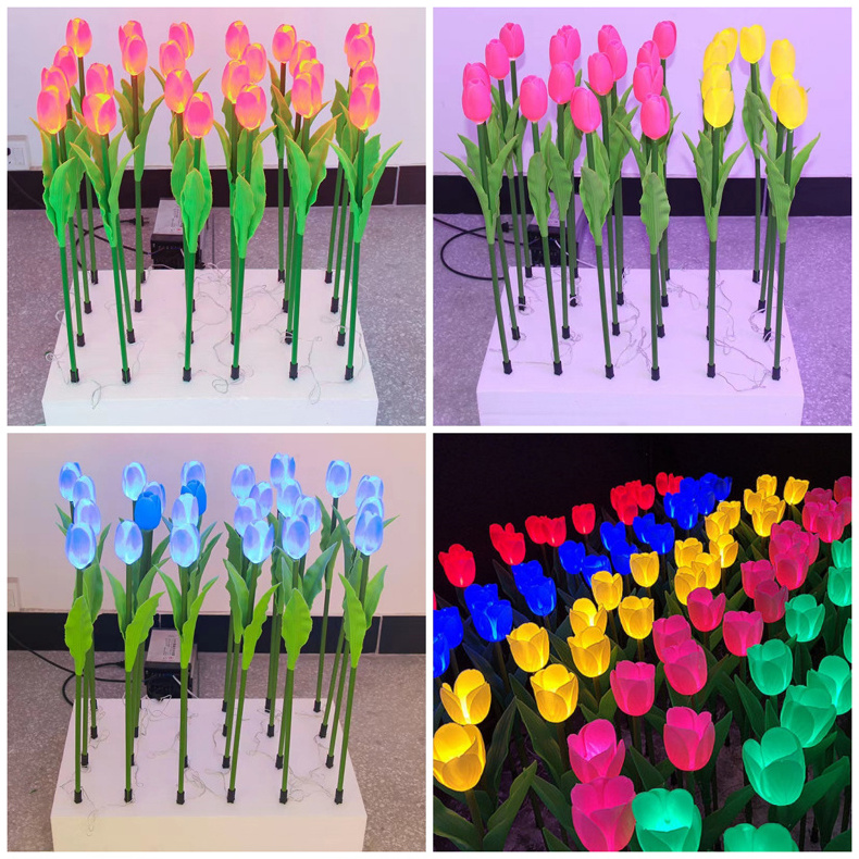 Outdoor Decorative Landscape Lighting LED Tulip Flower Lights for Garden Yard Decoration