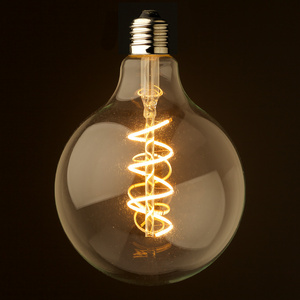 Vintage Edison led bulb clear amber glass spiral G125 dimmable LED filament bulb