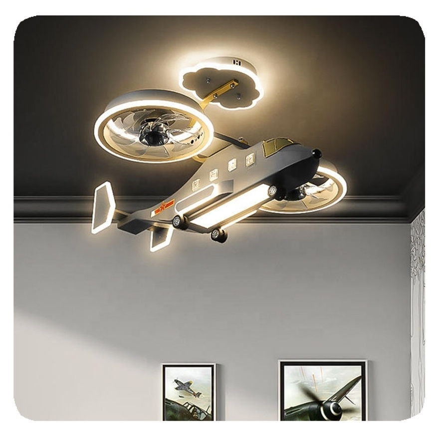 Wooden Helicopter Industrial Led Chandelier Ceiling Fan Light Lamps New Smart Wholesale Metro Remote Control Designer Modern 10