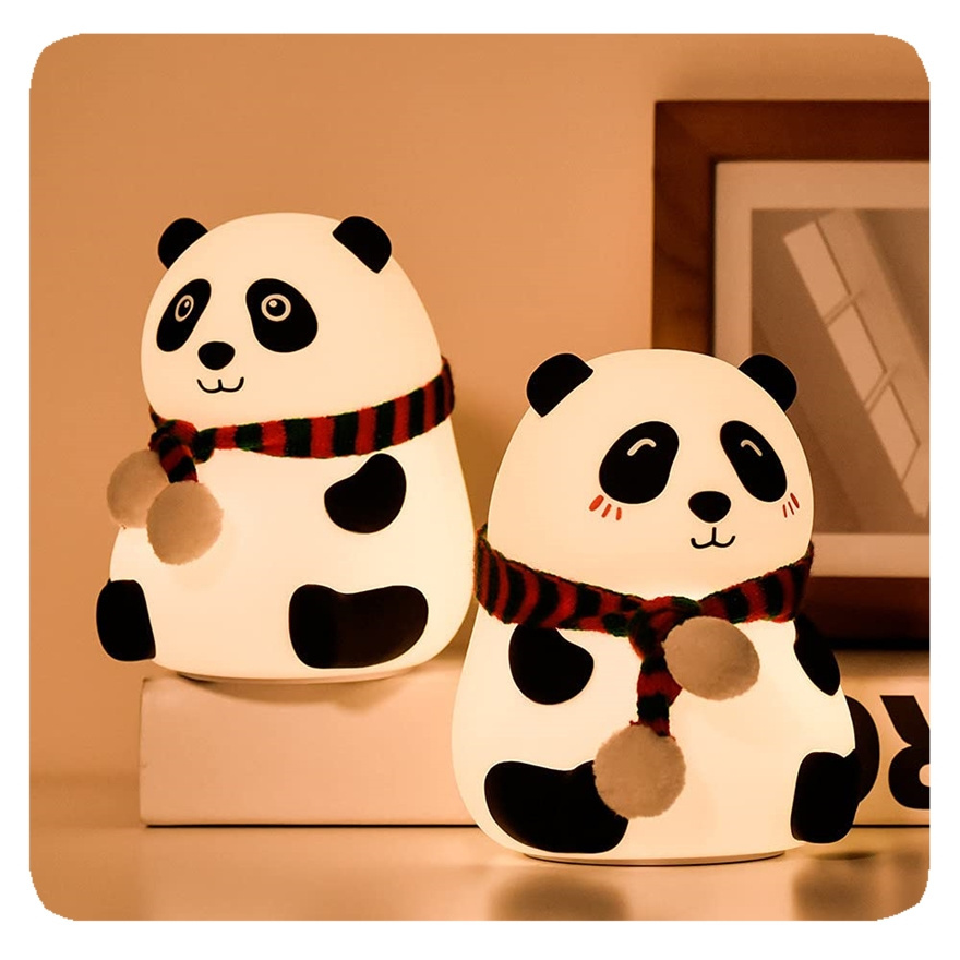 New LED Panda Night Light Silicone Children's Nursery for Toddler Boy Girls Bedroom Timer Auto Shutoff AAA Battery Operated lamp