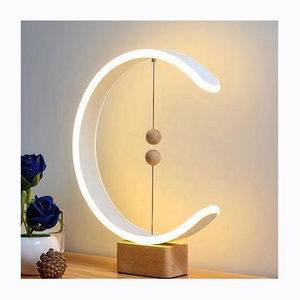 New Creative Bedroom Decor USB LED Mood Desk Light Wood Base Magnet Switch Beside Table Lamp