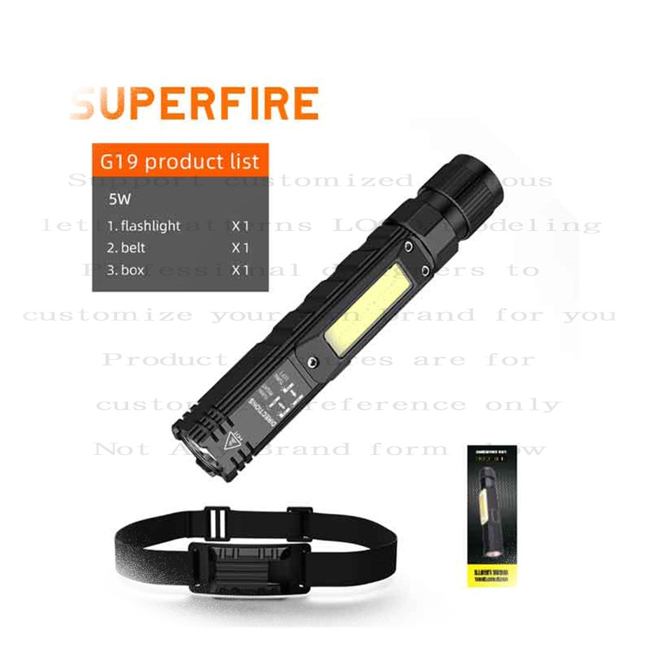 New Custom multifunction torch cob led flashlight 90 rotating degree flashlights rechargeable work light for car repair