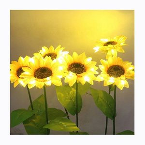 New 2024 Outdoor Waterproof Landscape Decorative Flower Lamps Solar LED Garden Sunflower Stake Lights Lamp