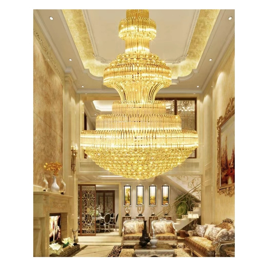 New Modern Gold Led Luxury Chandeliers Islamic Pendant Light Chandelier for Banquet Hotel Lamp Large K9 Crystal Nordic Lights 80