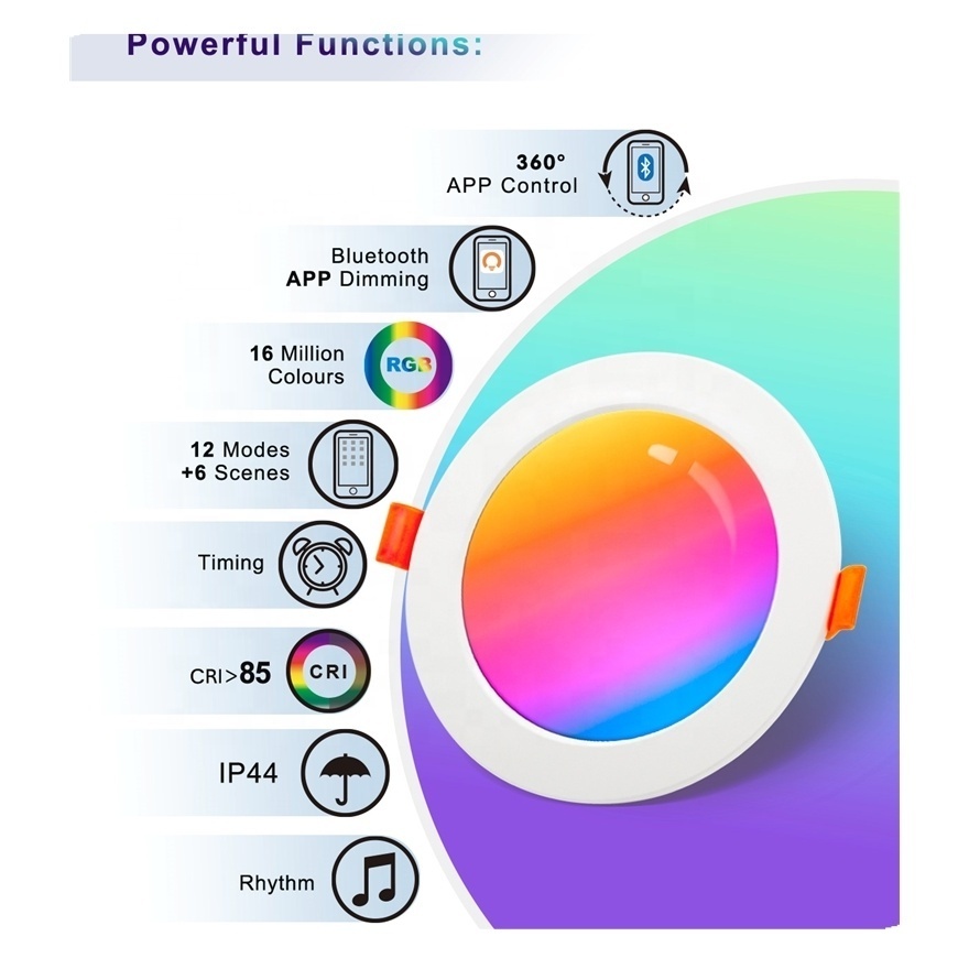 Down Lights Smart LED Downlights Lamps Remote Control Ip44 Light 1200 85 Rgb 75 ABS New 90 Modern Liangte 3 4 6 Inch 6W 12W 16W