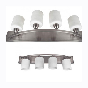 New 4 Glass White Shade Light For Brushed Nickel Stainless Bathroom Vanity Lighting Fixtures lamp