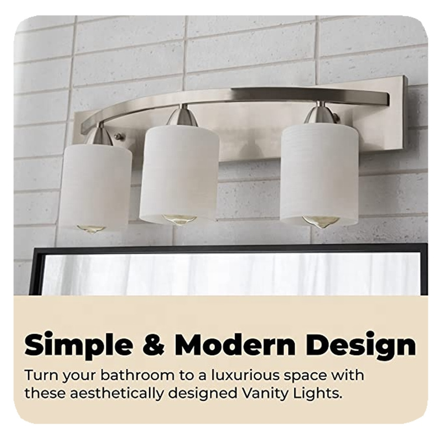 New 3 Lights Lighting Fixtures Brushed Nickel Stainless Vanity Light For Bathroom lamp