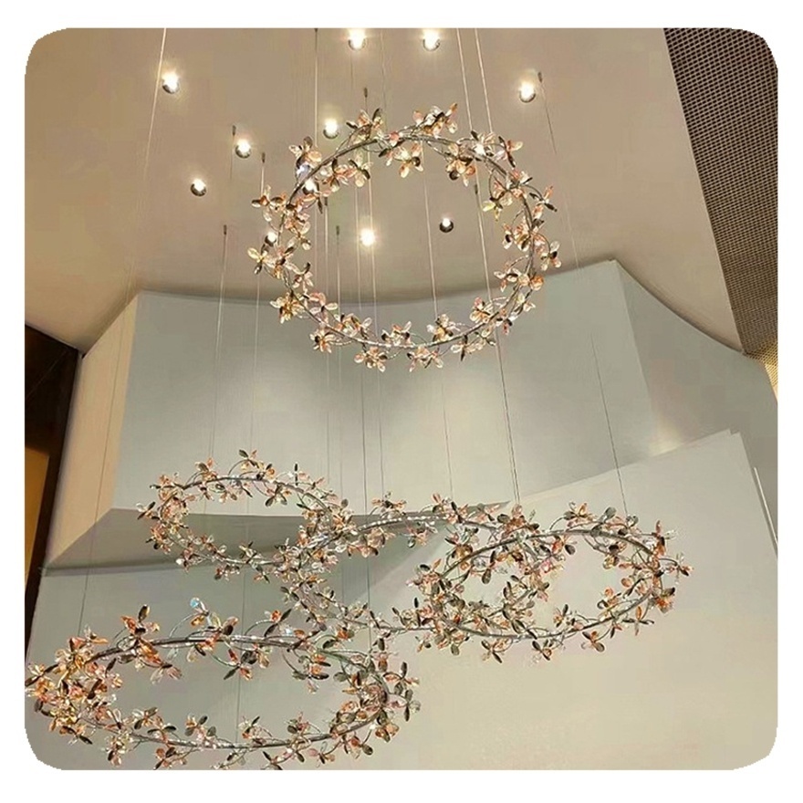 Flower Chandelier Ceiling Lights for Hotel Villa Lamp Branch Crystal New K9 Luxury Modern Gold LED 10 Living Room Iron 90 50000