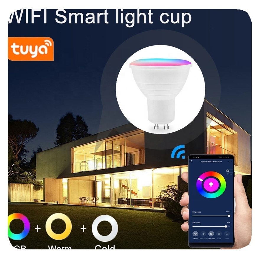 New WiFi graffiti cup GU10 5-way rgbcw dimming and color matching mobile phone app smart spotlight LED bulb Lamp