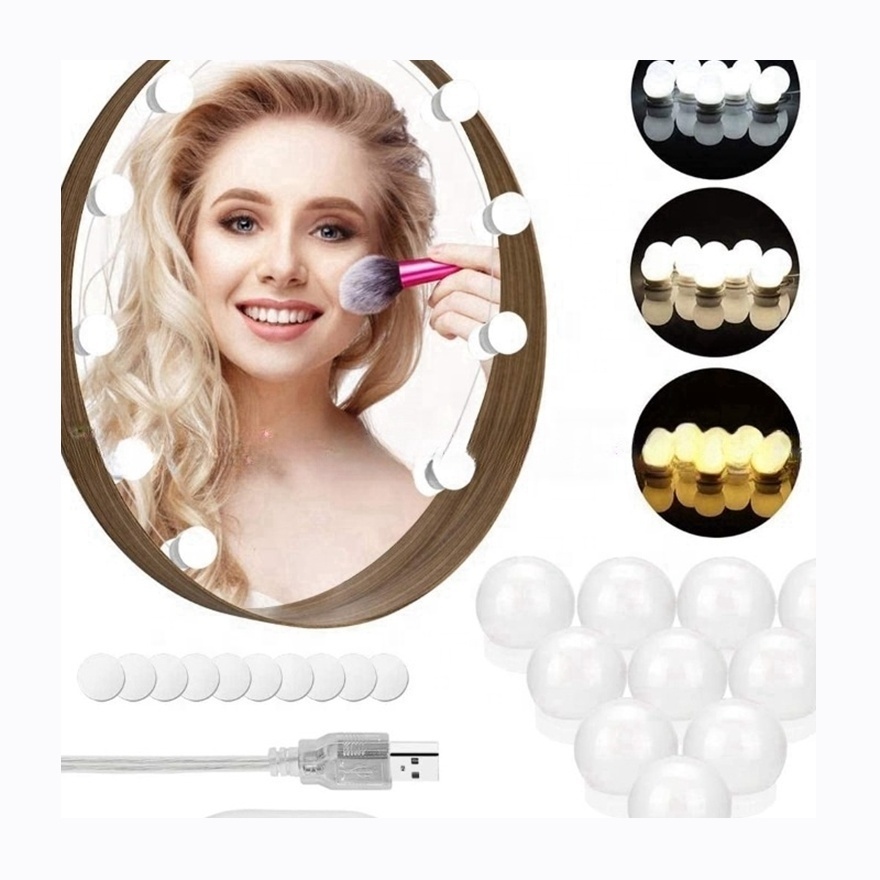 New Hollywood Style USB 10 Dimmable Light Bulbs Led Mirror Vanity Lights Kit for Makeup Dressing Room Bathroom Lamp