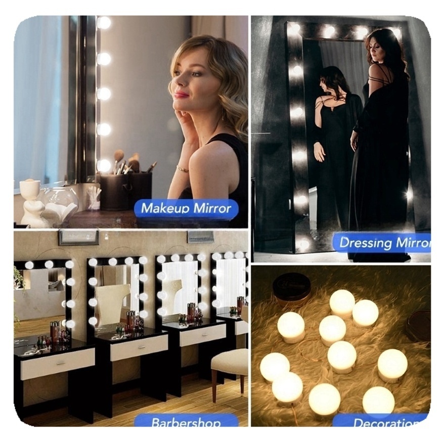 New Hollywood Style USB 10 Dimmable Light Bulbs Led Mirror Vanity Lights Kit for Makeup Dressing Room Bathroom Lamp