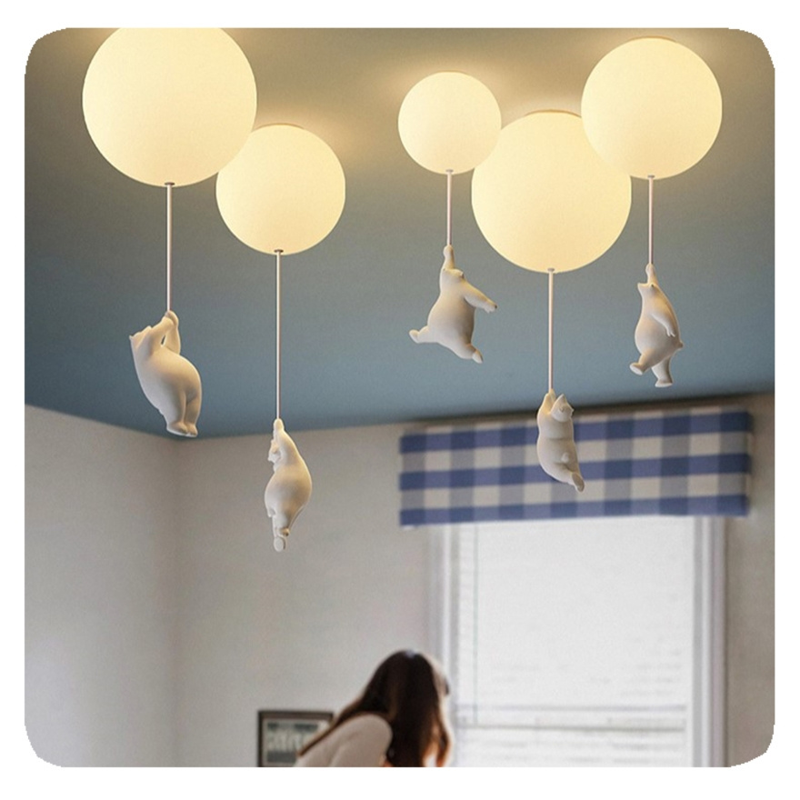 New Modern Lights Warm Cartoon Bear Ceiling for Kids Rooms Bedroom Children's Room Decor LED Light Fixtures Lamp