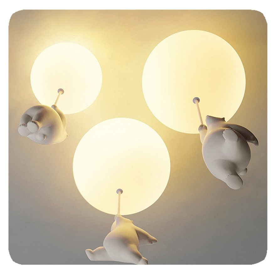 New Modern Lights Warm Cartoon Bear Ceiling for Kids Rooms Bedroom Children's Room Decor LED Light Fixtures Lamp