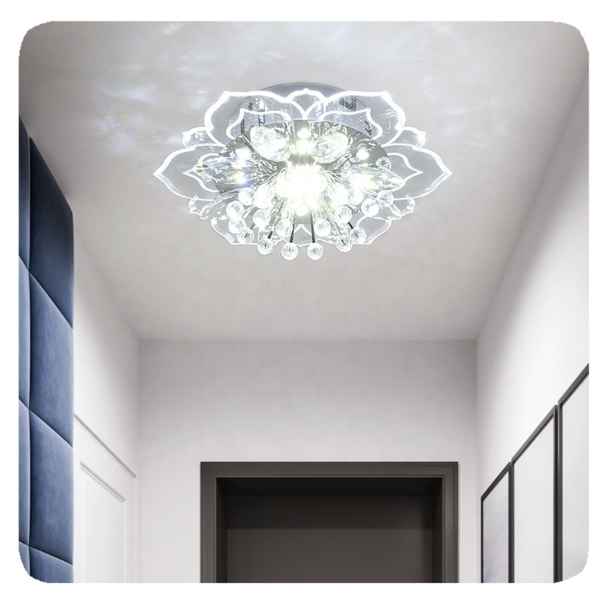 New Modern Aisle Hallway Corridor Stairway Villa Gallery Kitchen Indoor 9/11W Lights Crystal Petals LED Ceiling Chandelier Lamp