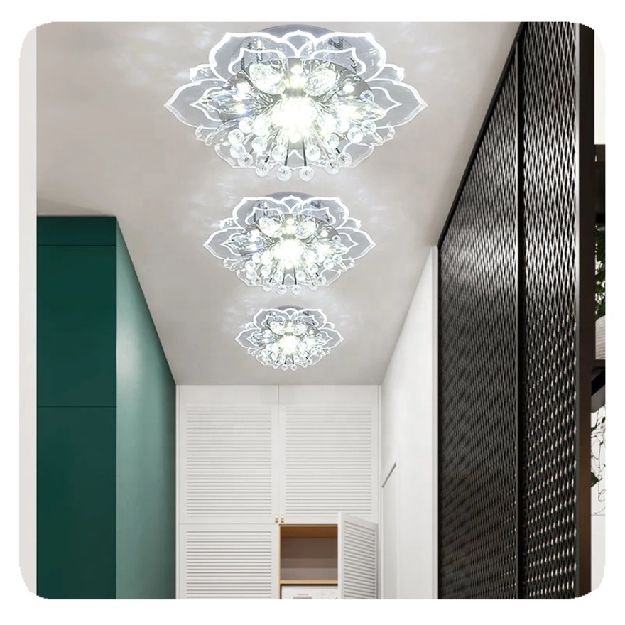 New Modern Aisle Hallway Corridor Stairway Villa Gallery Kitchen Indoor 9/11W Lights Crystal Petals LED Ceiling Chandelier Lamp