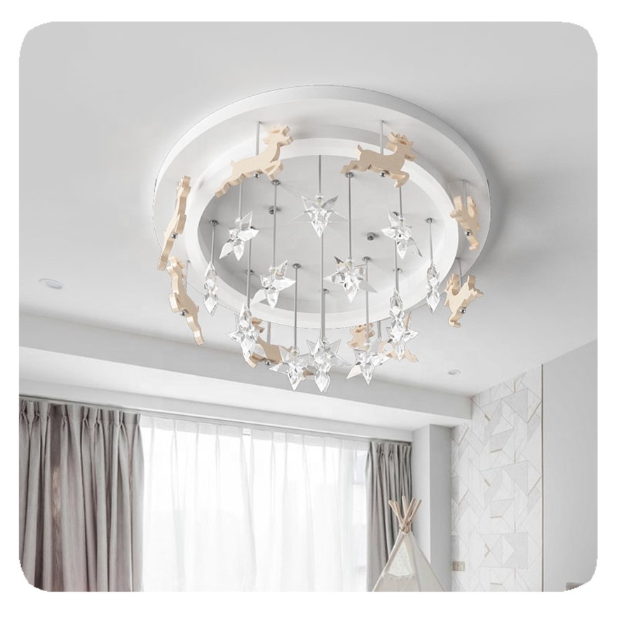 2024 New Reindeer White Star Modern Ceiling Room Bedroom Nursery Led Lights For Children Lamp